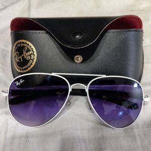 White Frame/Purple Lens Ray Bans